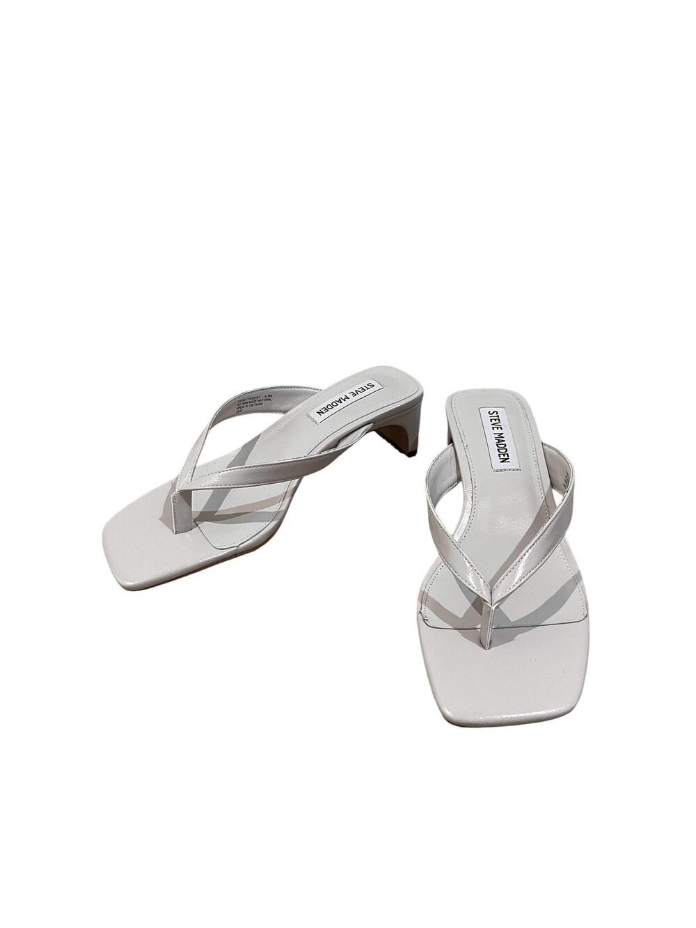 Steve Madden Shoes Womens Size 6.5 Bone Tiffie Thong Kitten Heel Dress Sandals